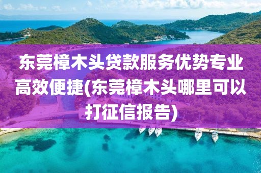 东莞樟木头贷款服务优势专业高效便捷(东莞樟木头哪里可以打征信报告)